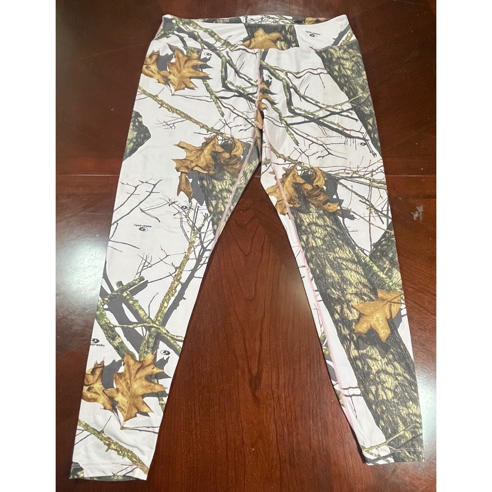 Terramar Mossy Oak Camo Leggings Womens XL White Pink W8570 Base Layer Pants
